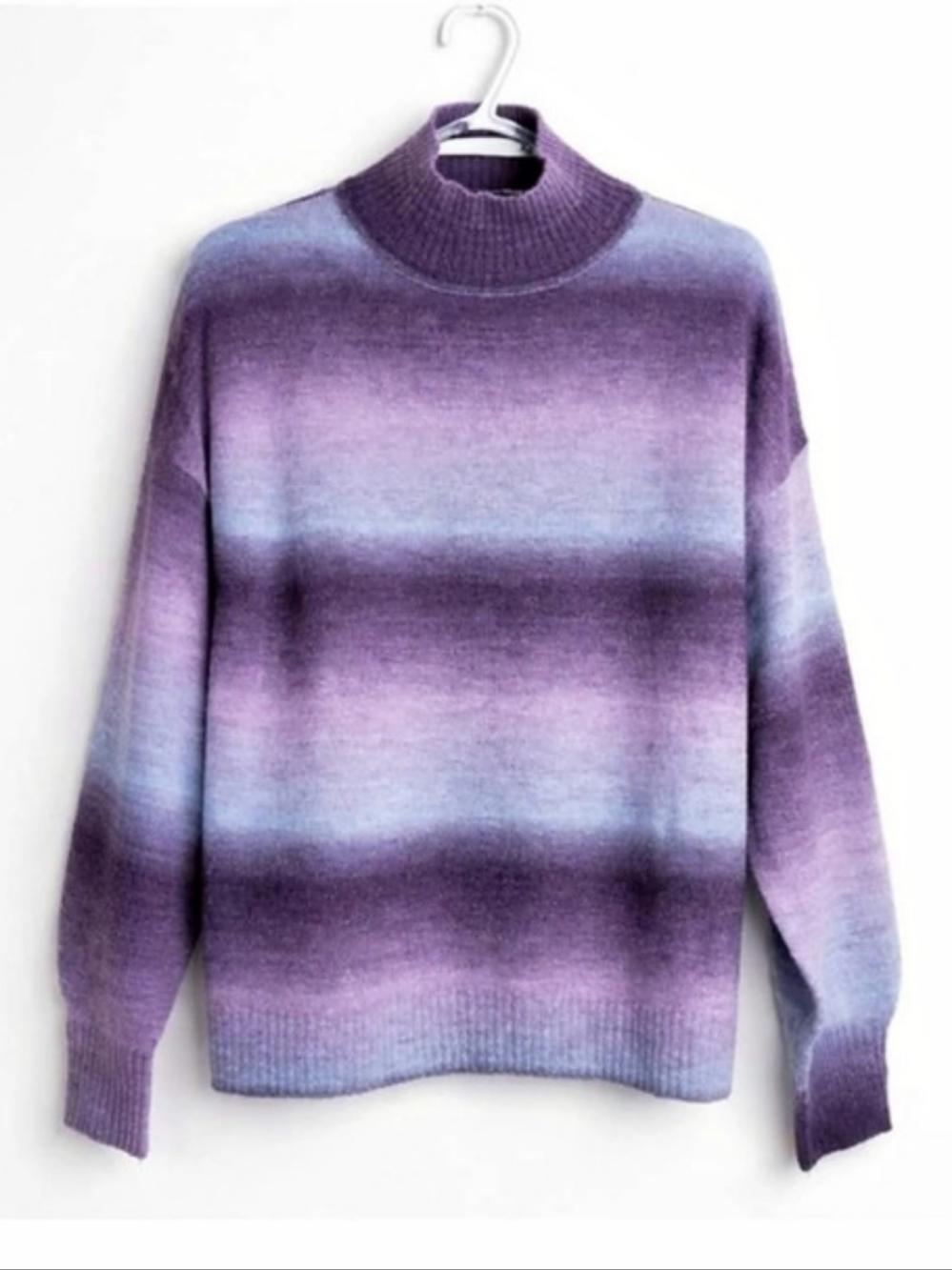George Color Block Turtleneck Sweater in Purple & Blue Size XL.